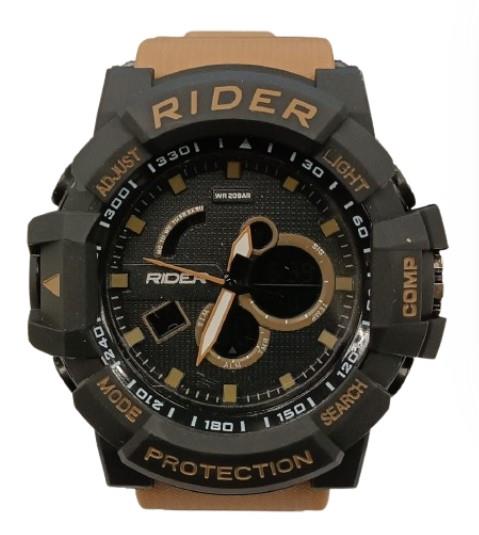 Rider Mens Dual Time Digital Black Dial Brown Rubber Strap Watch Models May Vary  - CLEARANCE NEEDS RE-BATTERY