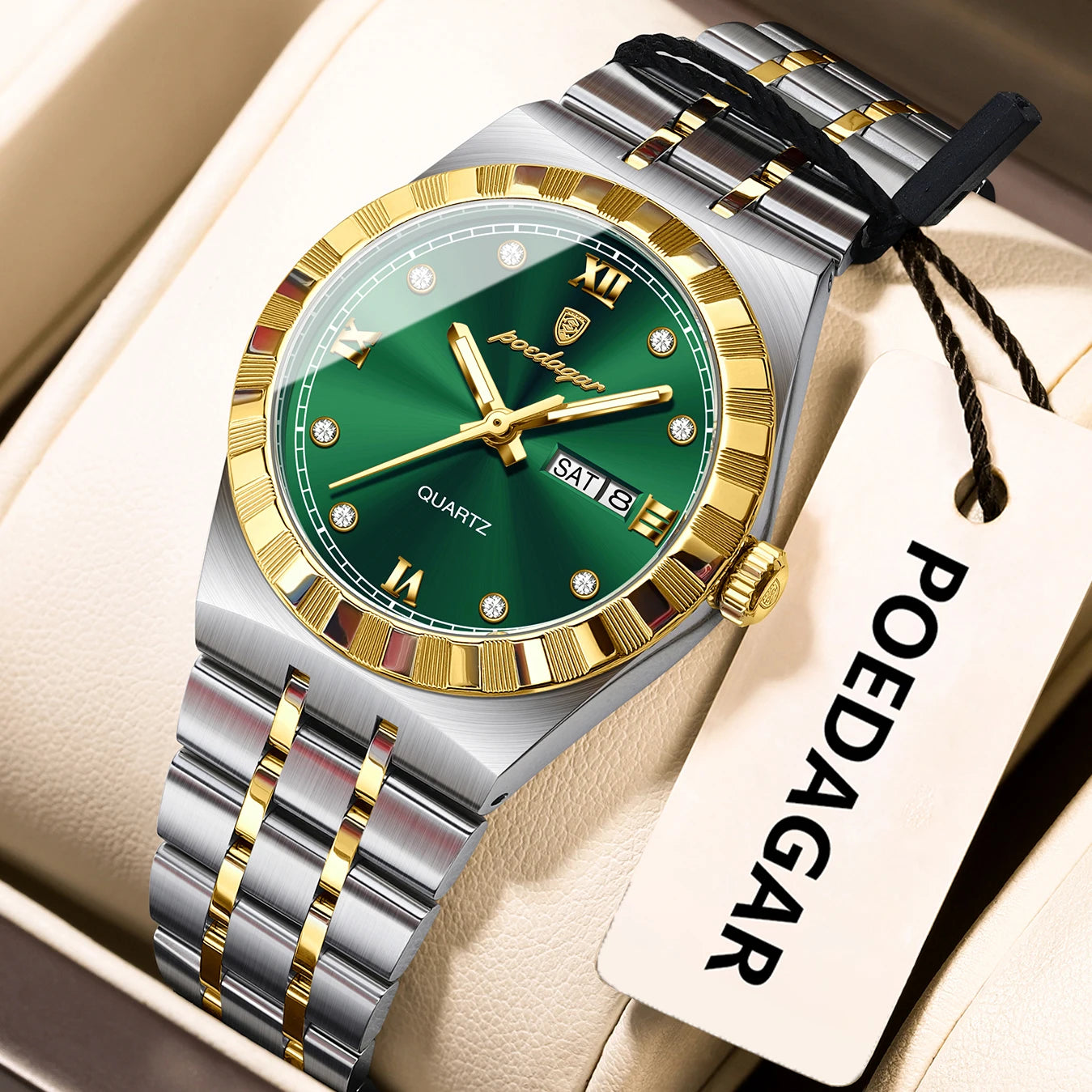31mm Date Women's Gold Green Watch