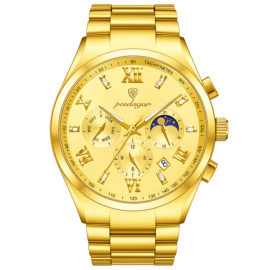 44mm gold men's chonograph watch
