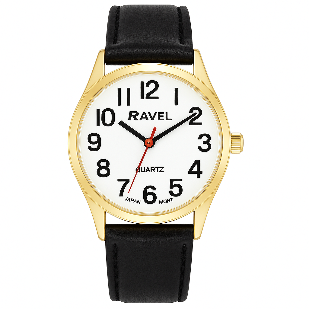 Ravel Ladies Basic Classic Bold Easy Read Leather Strap Watch R0125L Available Multiple Colour