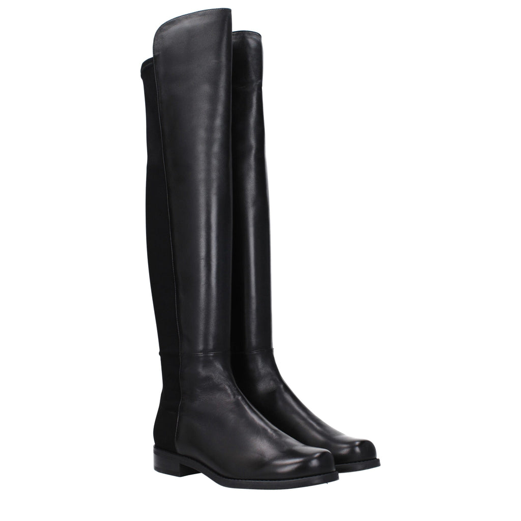 Stuart Weitzman Black Leather Over The Knee