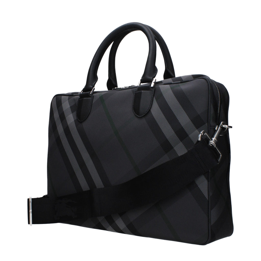 Burberry Gray Fabric Business And Laptop Bags