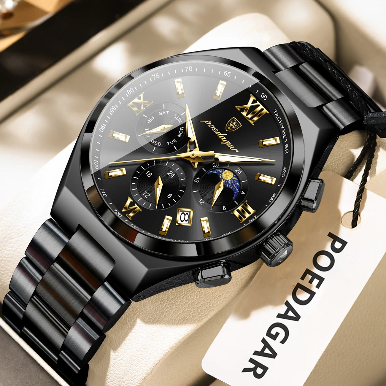 44mm Men's Chronograph Black Watch