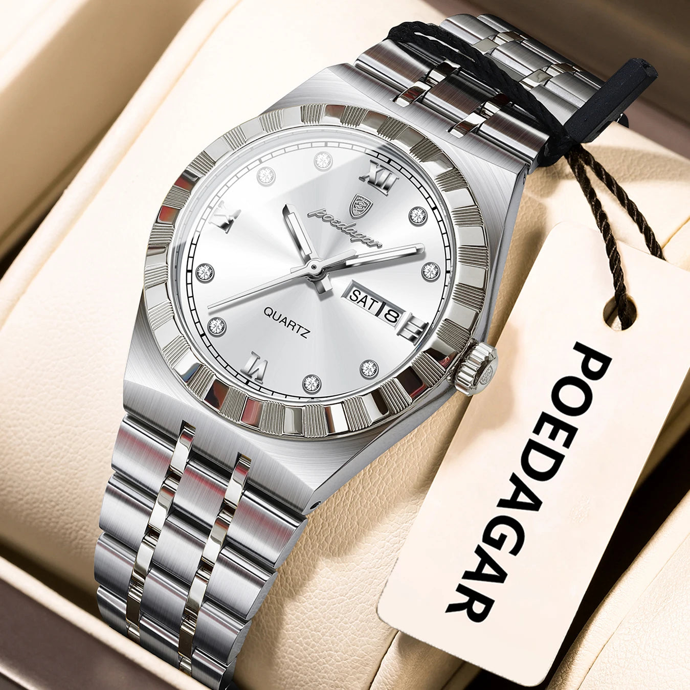 31mm Date Women's Silver White Watch
