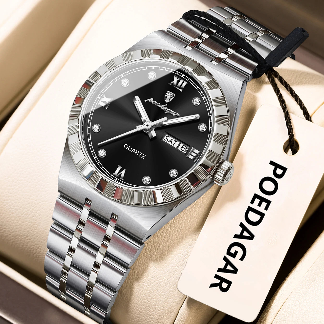 31mm Date Women's Silver Black Watch