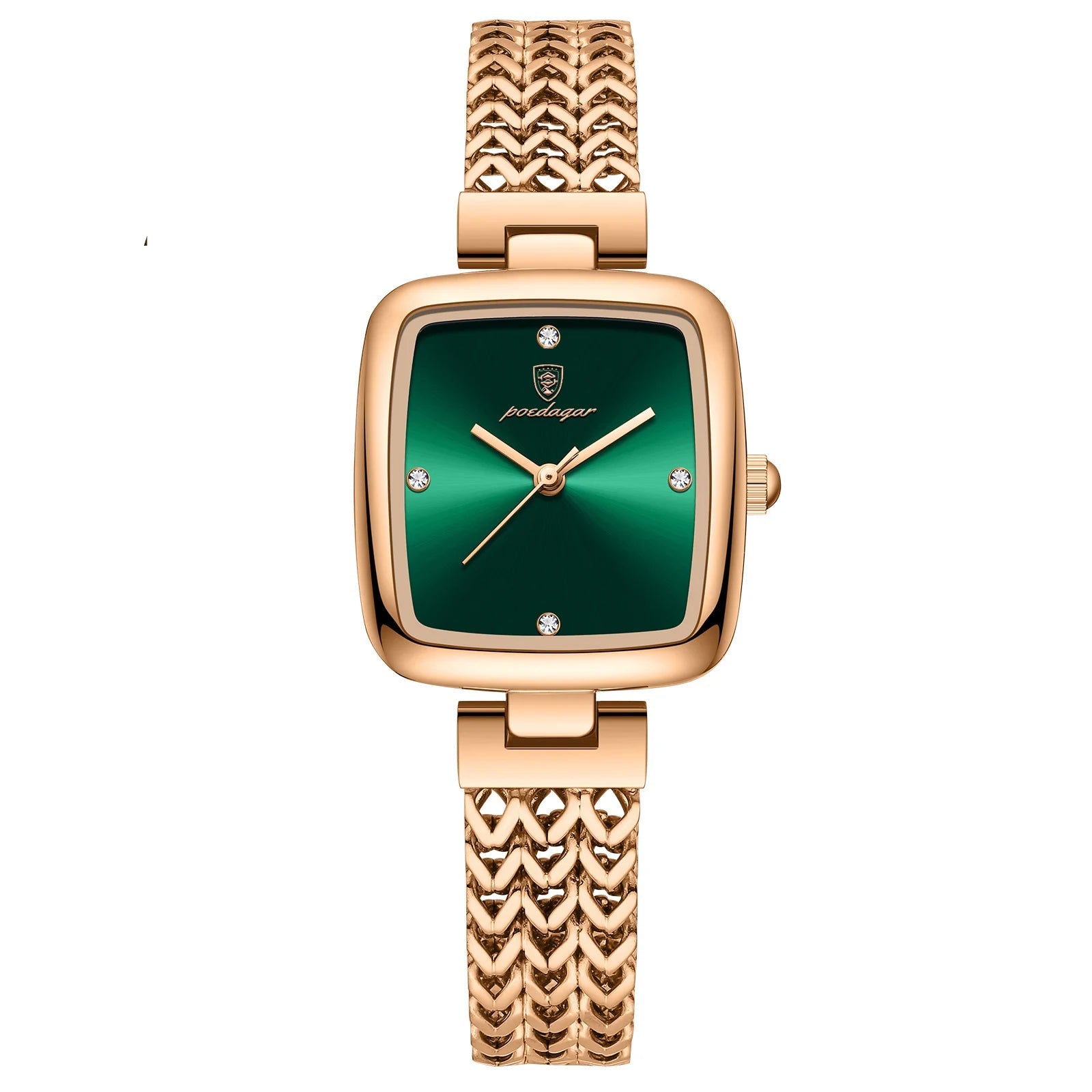 Women's Square Rose Gold Green Watch