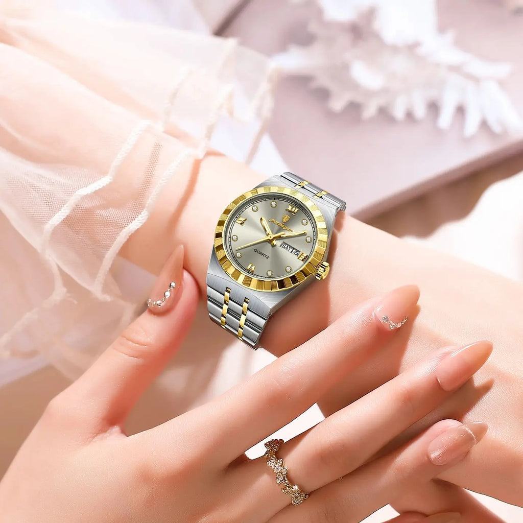 31mm Date Women's Gold Grey Watch
