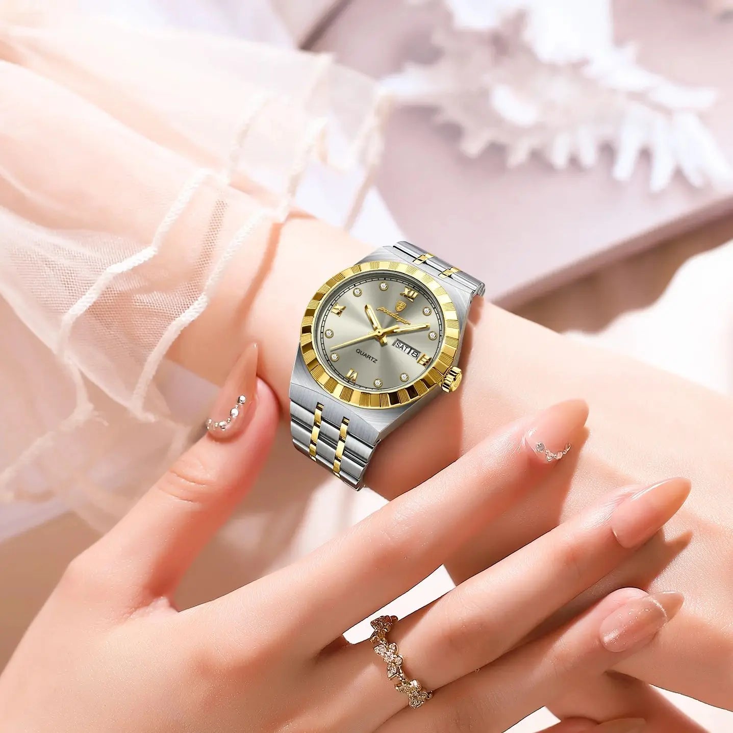 31mm Date Women's Gold Grey Watch
