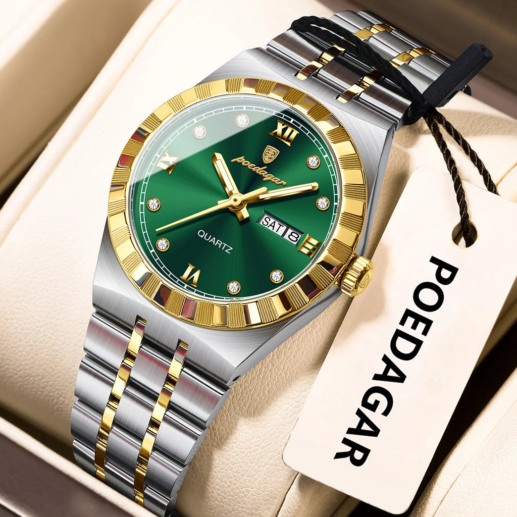 31mm Date Women's Gold Green Watch