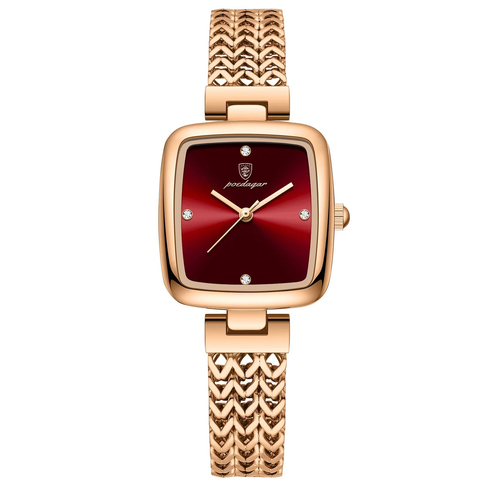 Women's Square Rose Gold Red Watch